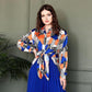 Muslim Style Print Shirt and Pleated Long Skirt Set