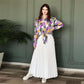 Muslim Style Print Shirt and Pleated Long Skirt Set