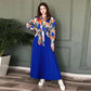 Muslim Style Print Shirt and Pleated Long Skirt Set