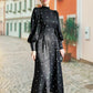 Stand Collar Tie-Waist Maxi Dress