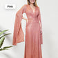 Sequined V-Neck Evening Dress with Pleated Hem