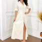 Fashion Striped Button-Down Long Shirt Dress
