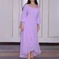 U-Neckline Solid Color Irregular Hem Maxi Dress