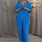 Women's Cotton Linen V-Neck 2-Piece Set