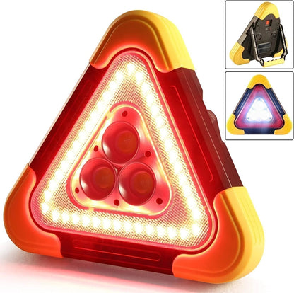 3-IN-1 Solar Emergency Triangle Warning Light at the Roadside