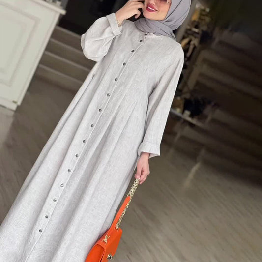 كافتان فضفاض خفيف الوزن بأزرار للنساء