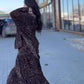 فستان نسائي أنيق بقلنسوة مطبوع بنقشة جلد النمر