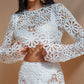 Lace Hollow-Out Top & Skirt 2-Piece Set