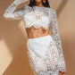 Lace Hollow-Out Top & Skirt 2-Piece Set