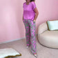 Top & Printed Wide-Leg Pants 2-Piece Set