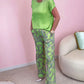 Top & Printed Wide-Leg Pants 2-Piece Set