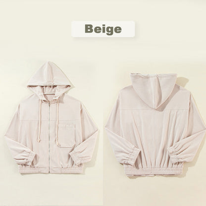 Women's Casual Lapel Hooded Jacket