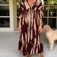 Mother's Day Hot Sale 🔥Casual Print V-Neck Waist Wrap Long Dress
