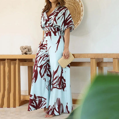 Women’s Printed Top & Wide Leg Pants Set