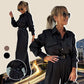 Women's Casual Long Sleeve Shirt and Loose Pants 2 Piece Set