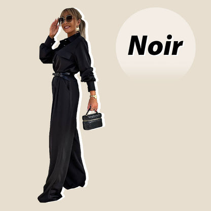 Women's Casual Long Sleeve Shirt and Loose Pants 2 Piece Set