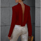 Ruffle Long Sleeve Top with Sexy Open Back