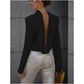 Ruffle Long Sleeve Top with Sexy Open Back