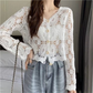 Crochet Lace Button-Down Cardigan