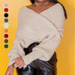 Women's Solid Knitted Sweater Scarf with Sleeves