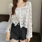 Crochet Lace Button-Down Cardigan