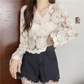 Crochet Lace Button-Down Cardigan