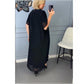 Women’s Elegant V-neck Black Dress with Irregular Outwear 2-piece Set
