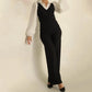 Women's Striped Lapel Long Sleeve Jumpsuits