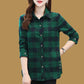 Soft Plaid Button-Down Lapel Top with Pockets