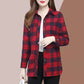 Soft Plaid Button-Down Lapel Top with Pockets