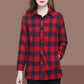 Soft Plaid Button-Down Lapel Top with Pockets