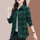 Soft Plaid Button-Down Lapel Top with Pockets