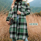 Women's Plaid Print Long Sleeve Warm Tweed Coat