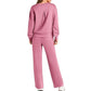 Round Neck Top Drawstring Pants 2-Piece Set