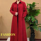 Women's Autumn Printed Button-Down Long Trench Coat