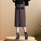 Plaid High-Waisted Midi Skirt With Front Buttons