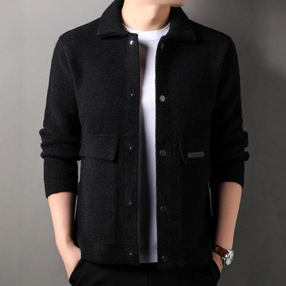 Winter Men's Trendy Solid Color Lapel Short Coat