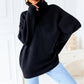 Women’s Oversized Turtleneck Solid Color Knit Sweater