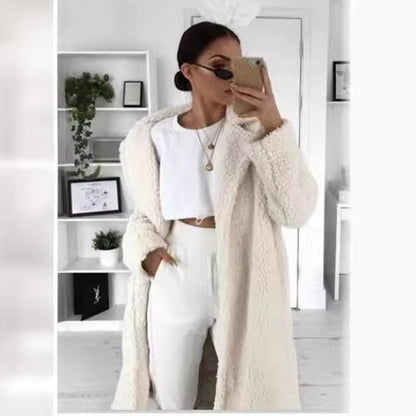 Women's Long Faux Fleece Warm Cardigan Coat