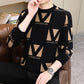 Men's Thickened Crew Neck Printed Sweater