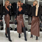 Women's Elegant Sexy High-waist Thigh-slit Leather Skirt