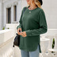 Long Sleeve Round Neck Top with Side Split