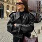 Retro Lapel Short PU Leather Jacket