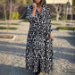 Women’s Lapel Long Sleeve Floral Dress