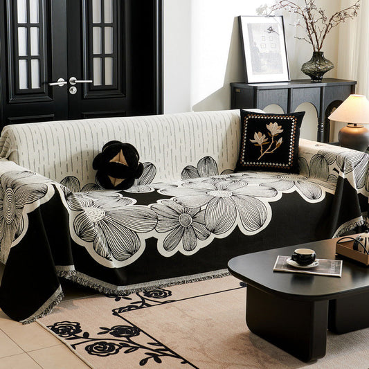 Chenille Flower Sofa Cover Blanket