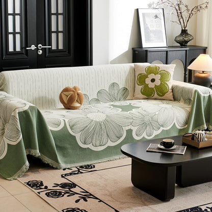 Chenille Flower Sofa Cover Blanket