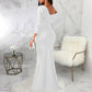 Women's Sexy Elegant Long Sleeve Off Shoulder Bodycon Long Evening Formal Dress