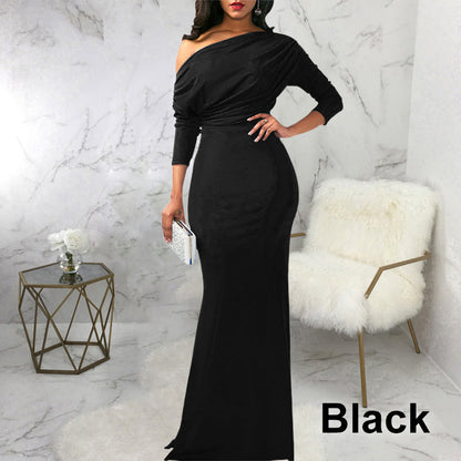 Women's Sexy Elegant Long Sleeve Off Shoulder Bodycon Long Evening Formal Dress