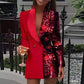 Women's Deep V-neck Single-breasted Sequin Splicing Blazer