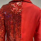 Women's Deep V-neck Single-breasted Sequin Splicing Blazer